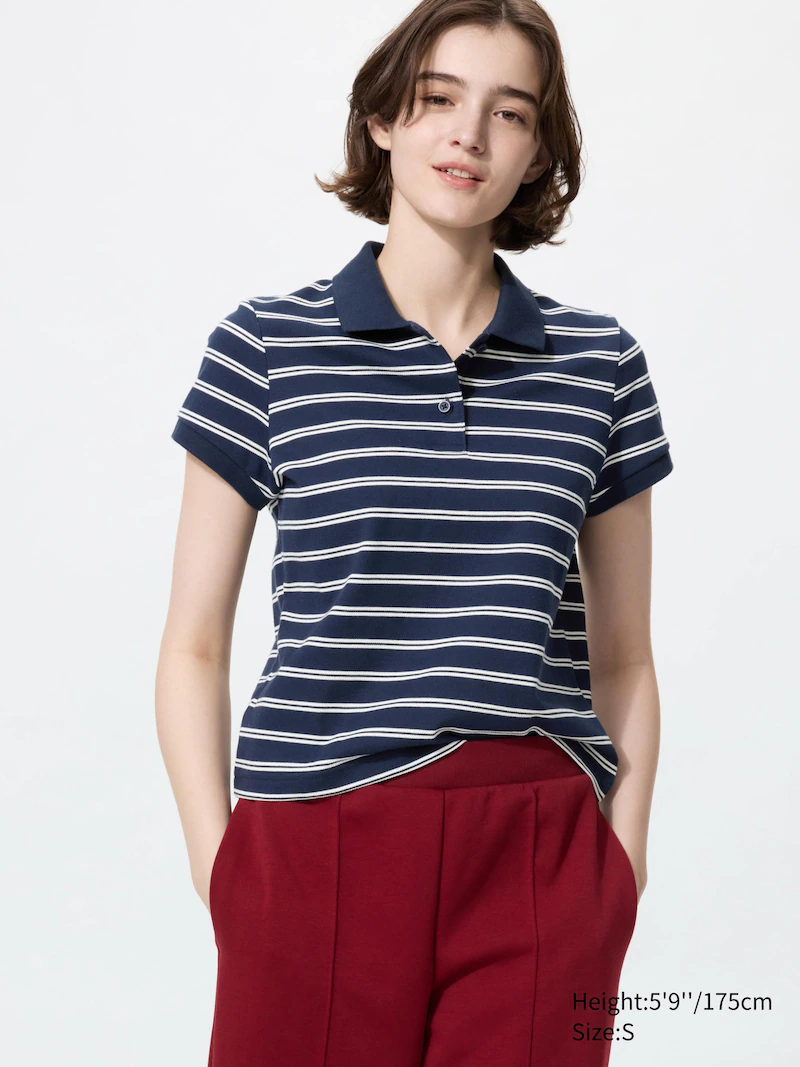 Мини-поло из пике в полоску