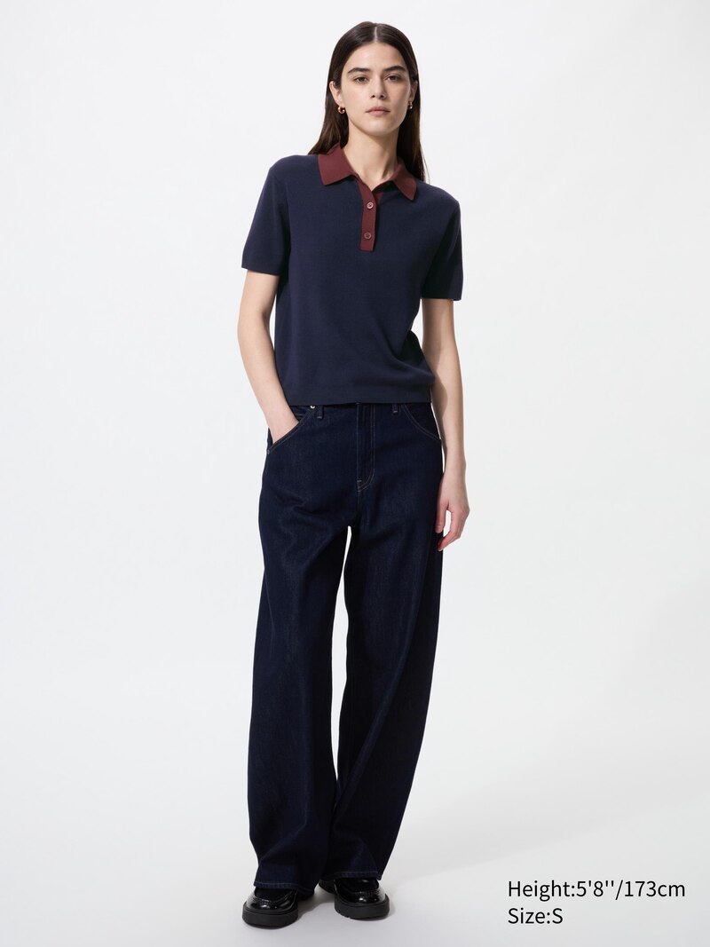 Поло свитер (короткий рукав, цветной блок)