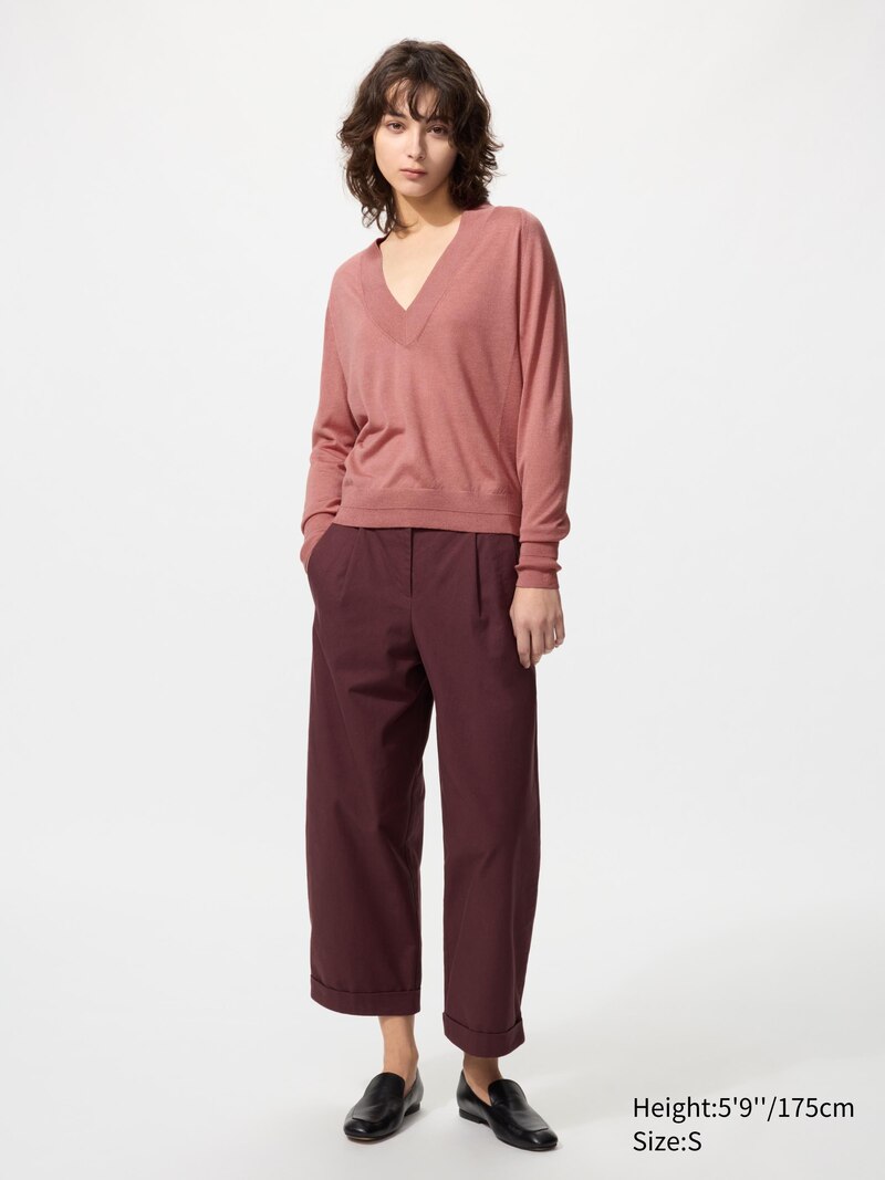 Джемпер с v-образным вырезом из мериносовой шерсти и шелка