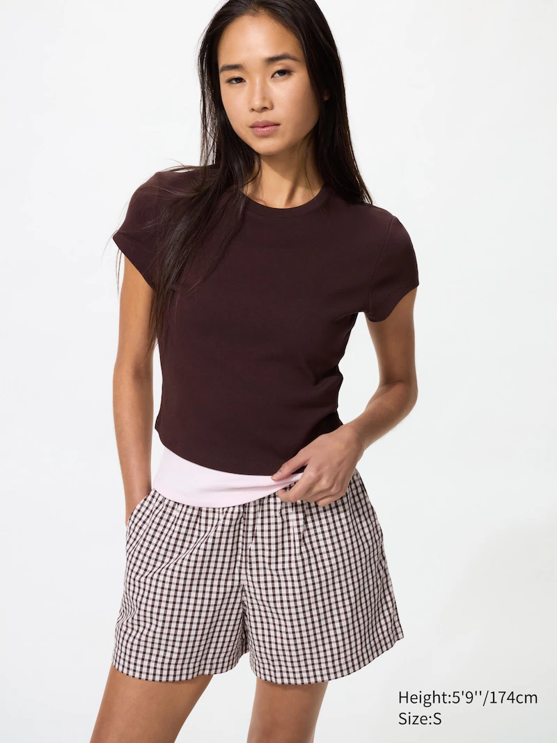 Хлопковые шорты cotton easy в клетку (розовые)