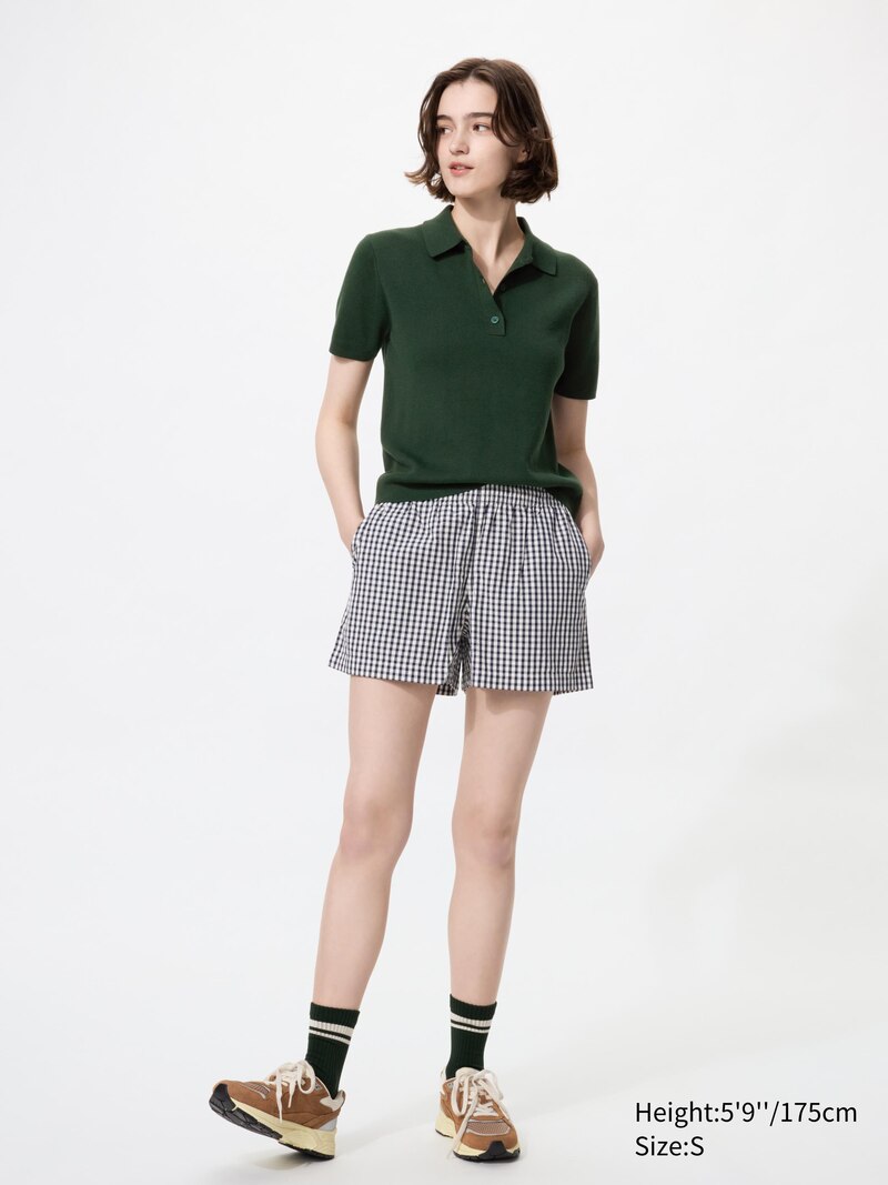 Хлопковые шорты cotton easy в клетку (голубые)