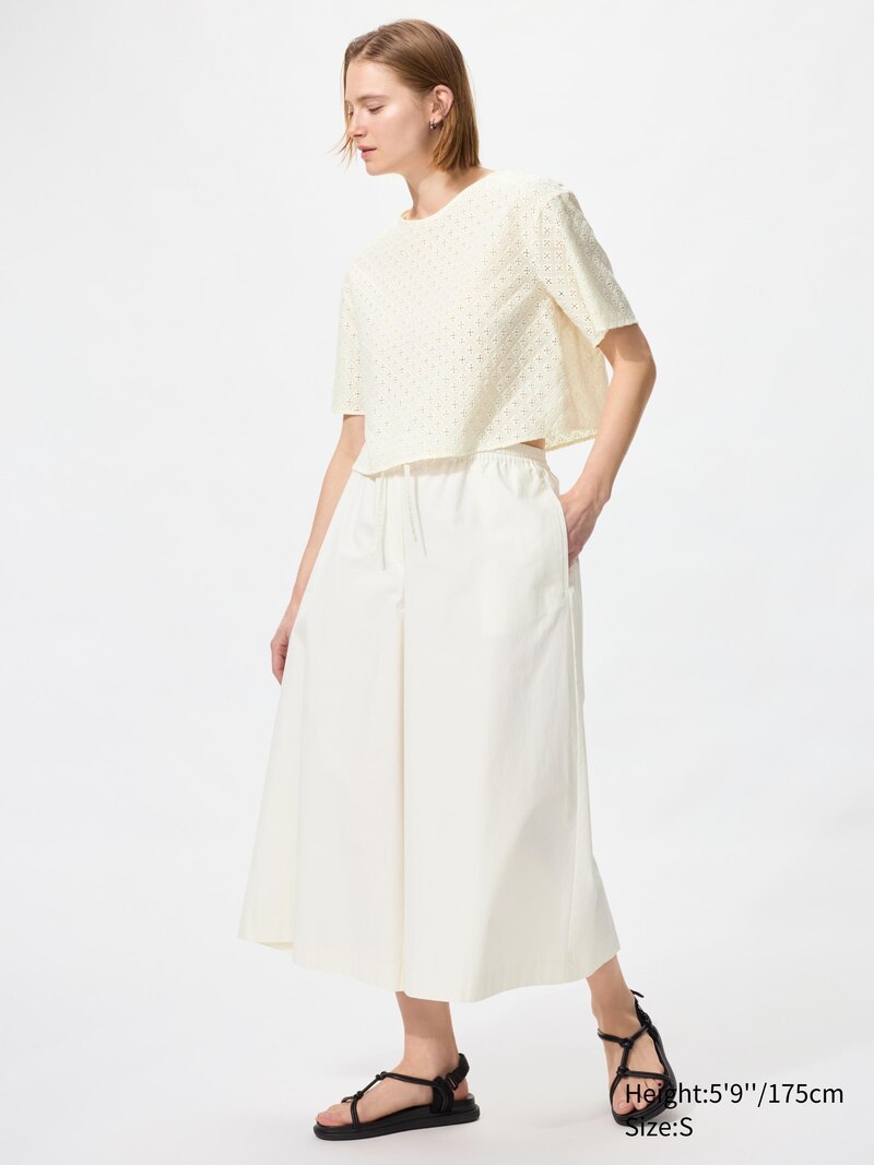 Хлопковый блузон с вышивкой (короткий рукав)