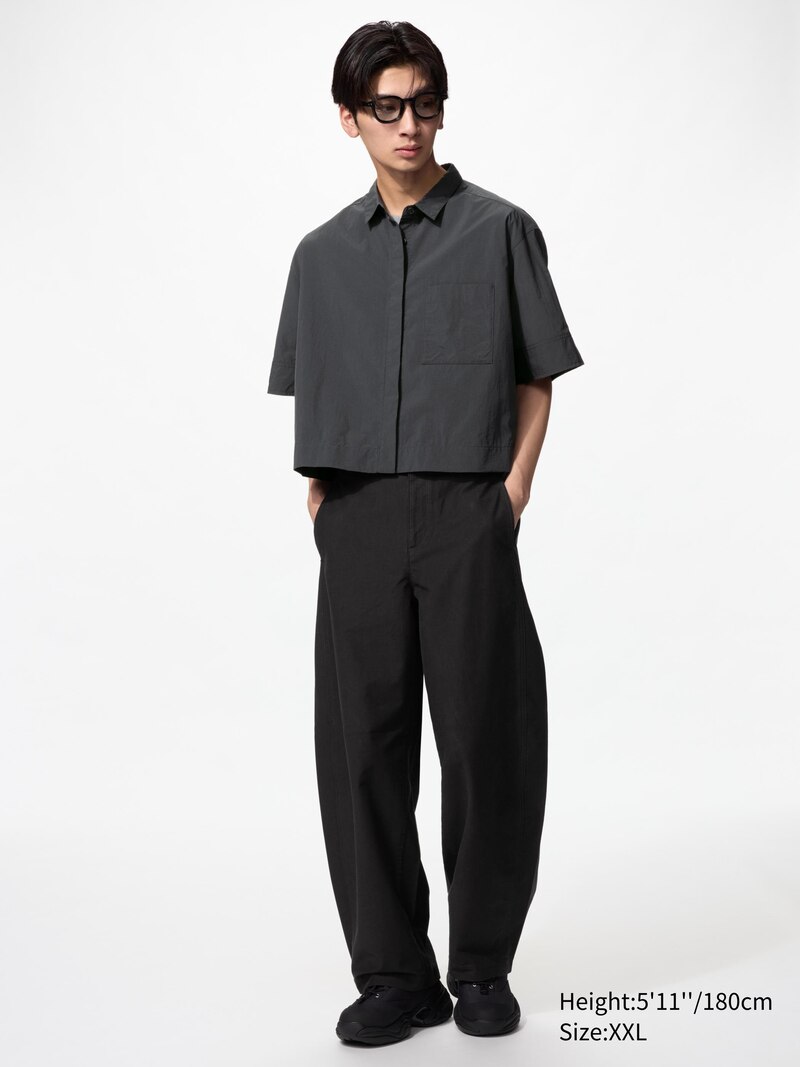 Шелковистая короткая рубашка прямого кроя (полурукав)