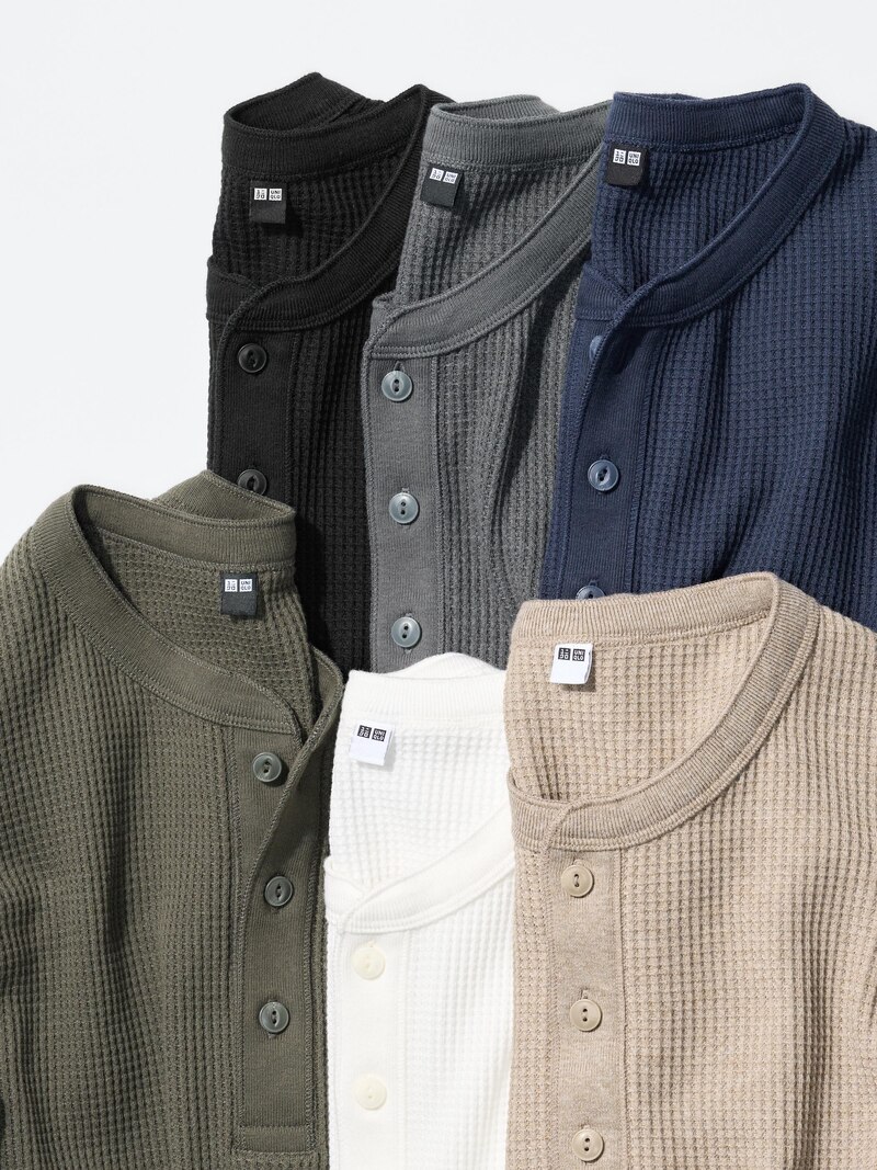 Футболка с горловиной henley из вафельной ткани