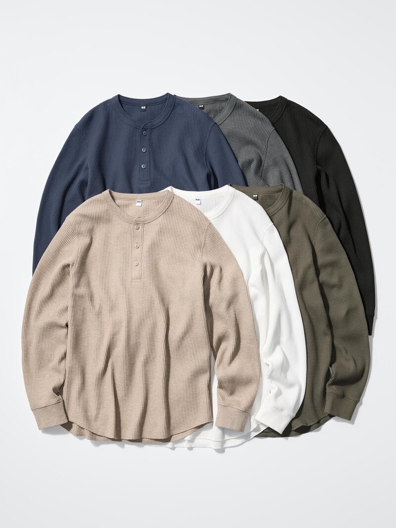 Футболка с горловиной henley из вафельной ткани