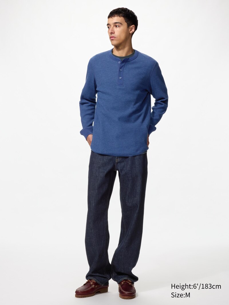 Футболка с горловиной henley из вафельной ткани