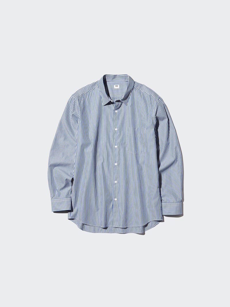 Рубашка regular fit из броде (обычный воротник, полосатая)