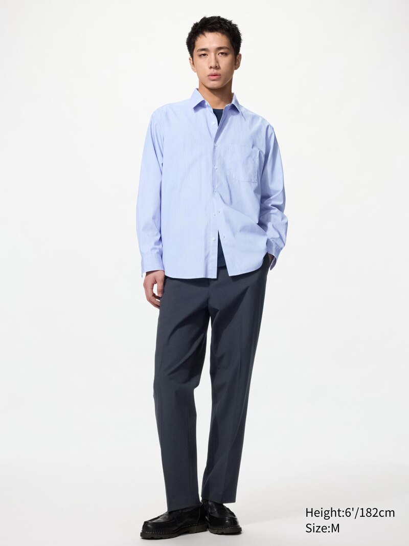 Рубашка regular fit из бродклофа (обычный воротник, тонкая полоска)