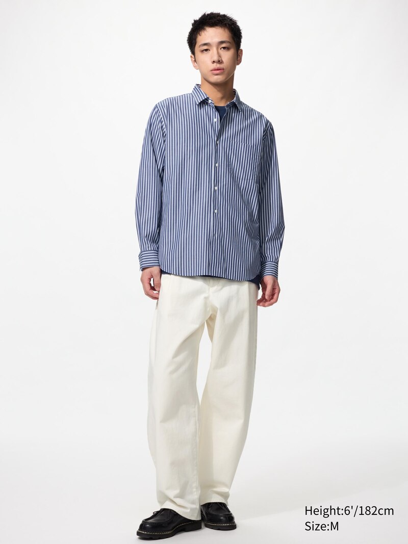 Рубашка с широким воротником и полосками regular fit (regular collar, striped)