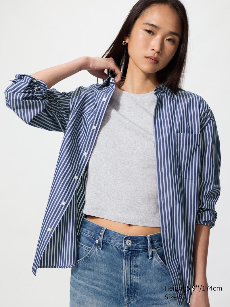 Рубашка с широким воротником и полосками regular fit (regular collar, striped)