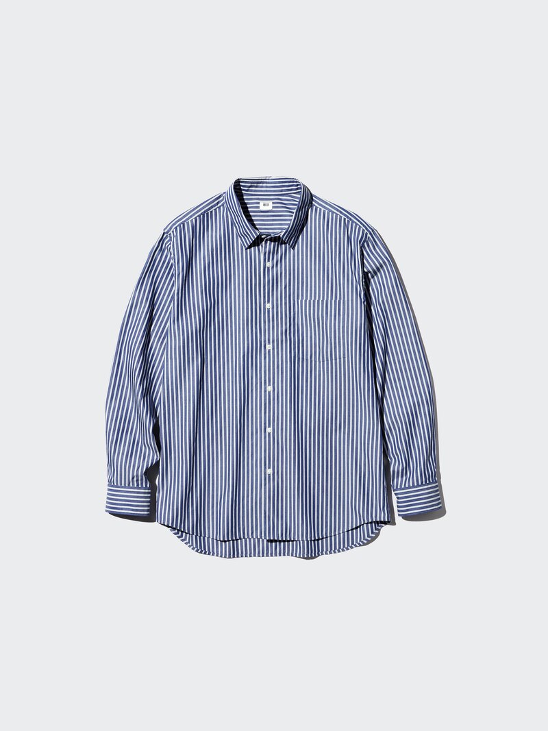 Рубашка с широким воротником и полосками regular fit (regular collar, striped)