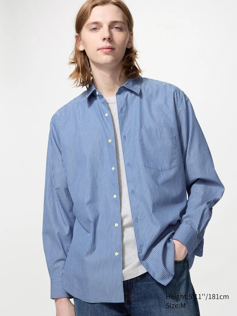 Рубашка с регулярной посадкой broadcloth (с классическим воротником, в полоску)