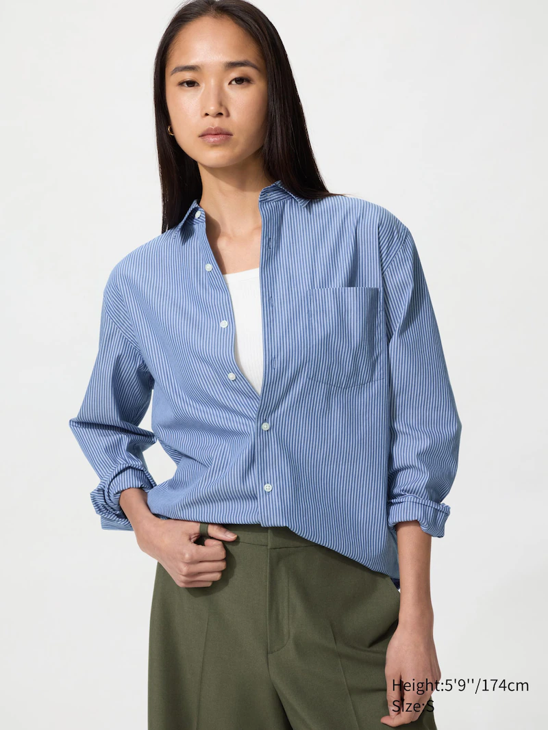 Рубашка с регулярной посадкой broadcloth (с классическим воротником, в полоску)