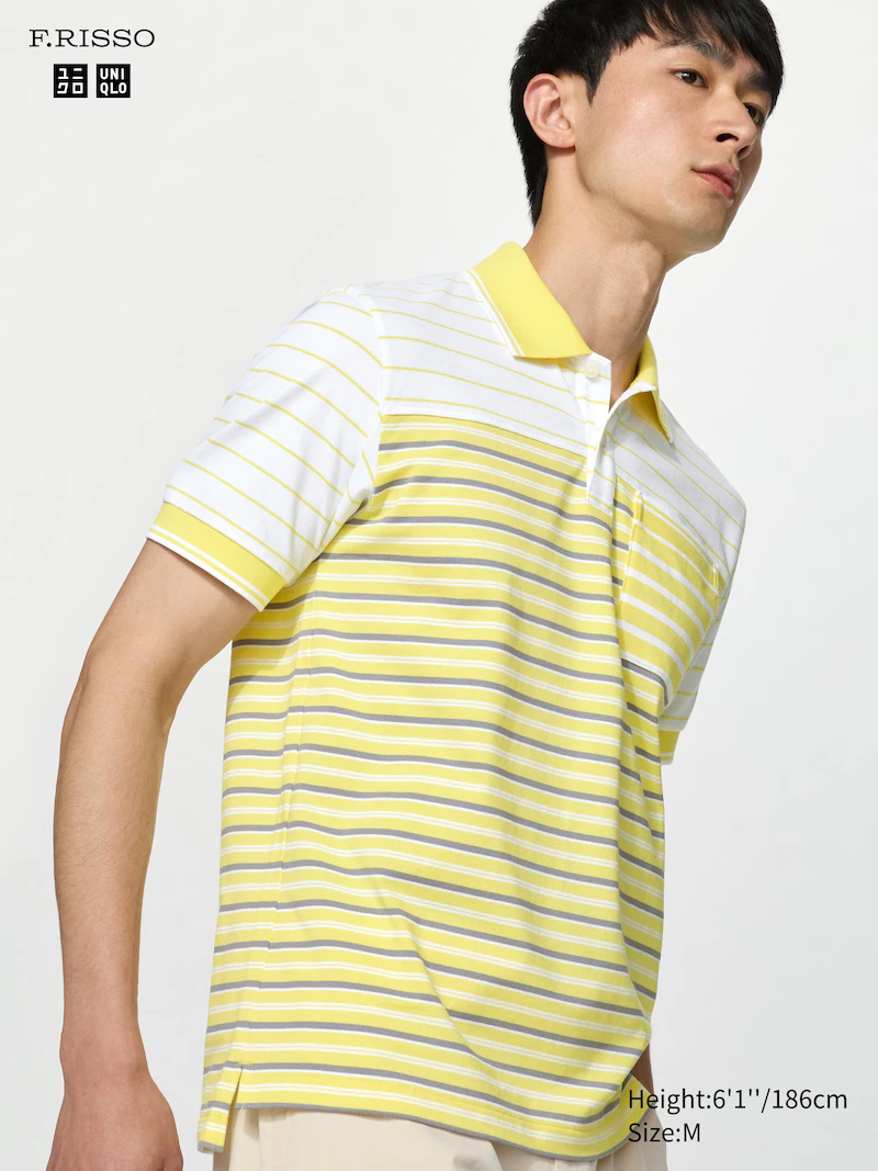 Поло с узкими полосками dry piqué slim fit (жёлтое)