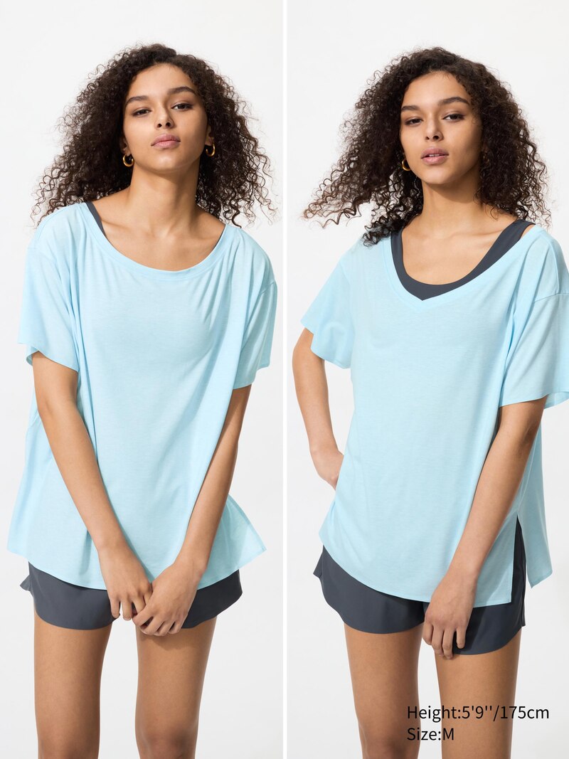 Футболка airism relaxed v neck