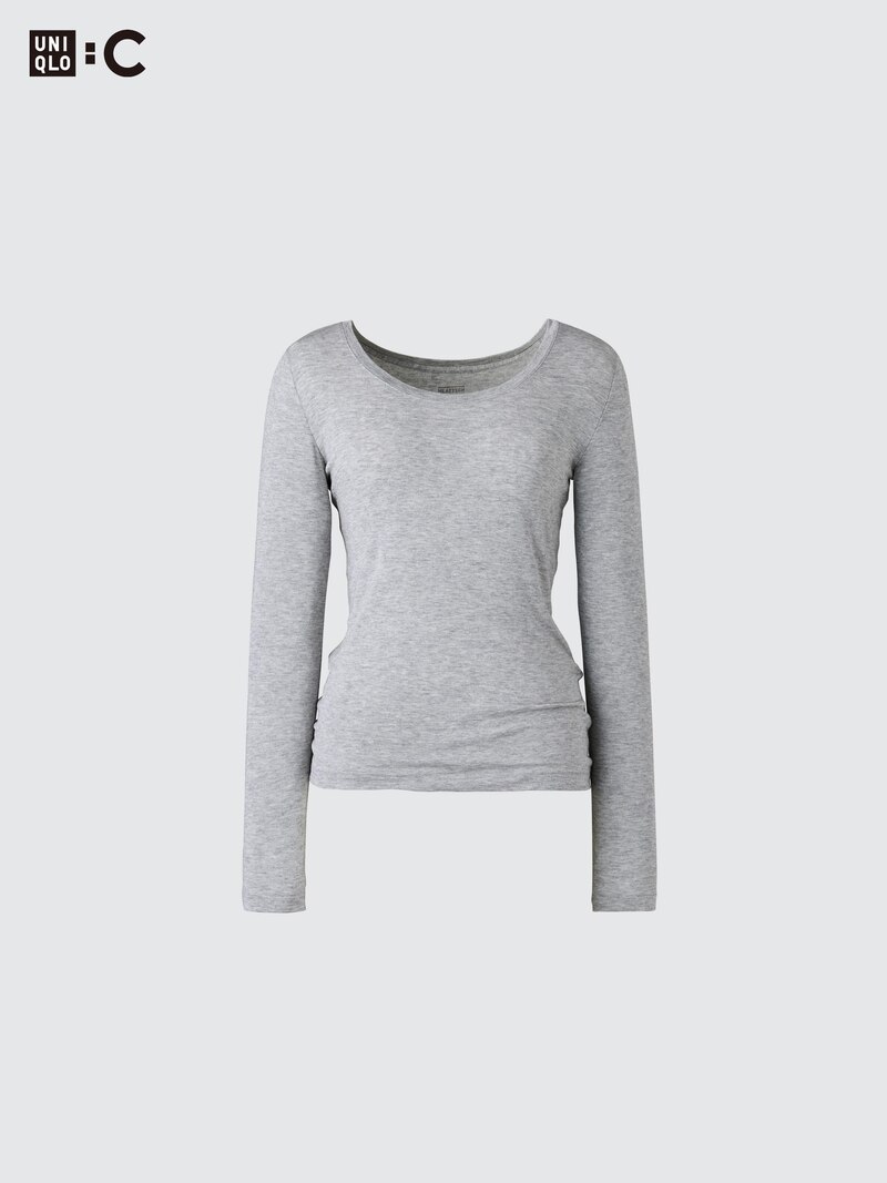 Футболка heattech из кашемира с длинным рукавом и круглым вырезом extra warm