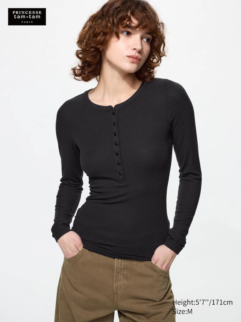Кофта-хенли с длинным рукавом из кашемира heattech extra warm