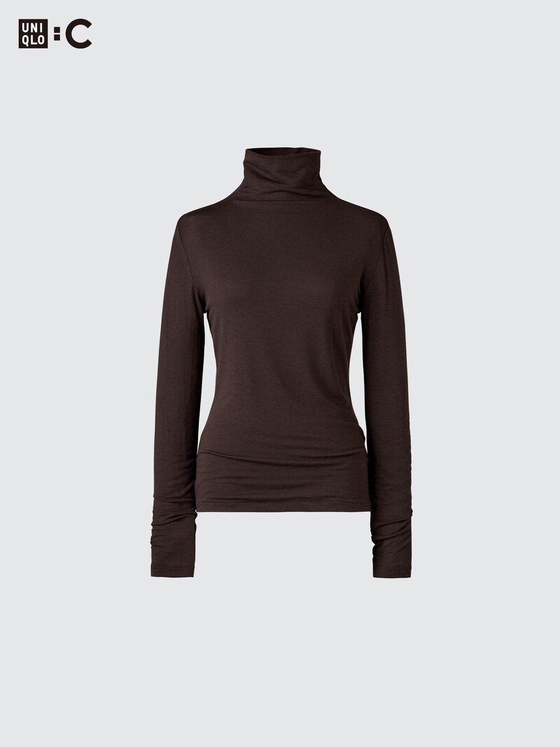 Водолазка из мягкой шерсти с кашемиром heattech extra warm (длинный рукав) purple