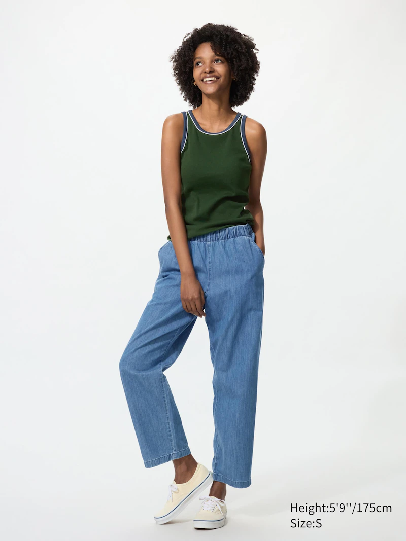 Джинсы с удлиненными брючинами из хлопка (cotton relaxed ankle trousers)