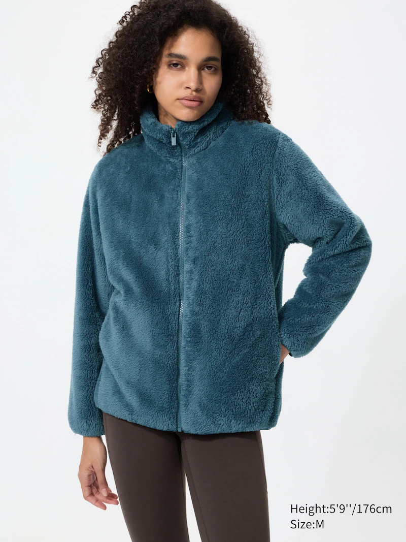 Теплый флисовый кардиган с молнией из пушистой пряжи