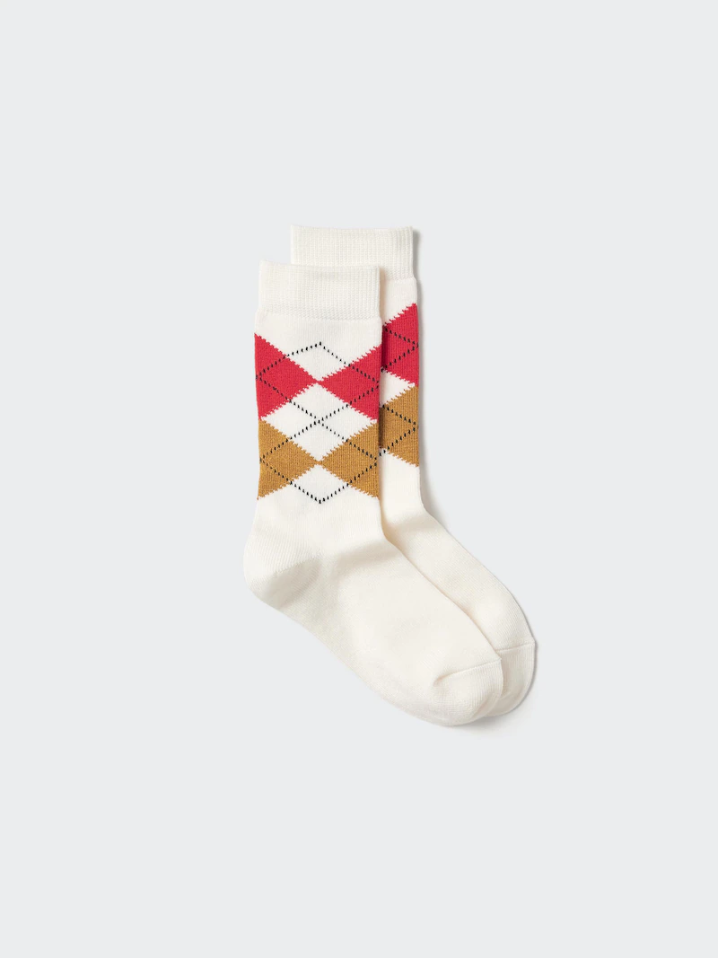 Носки heattech (аргайл) off white