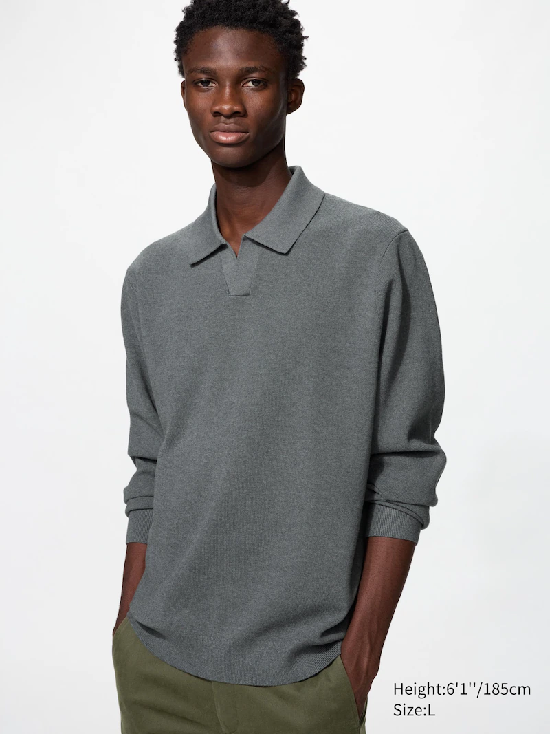Джемпер с воротником-стойкой и пуговицами washable milano ribbed skipper polo