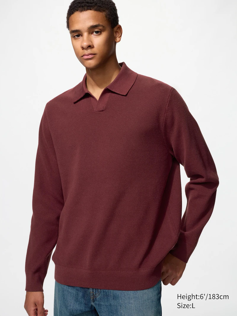 Джемпер с воротником-стойкой и пуговицами washable milano ribbed skipper polo