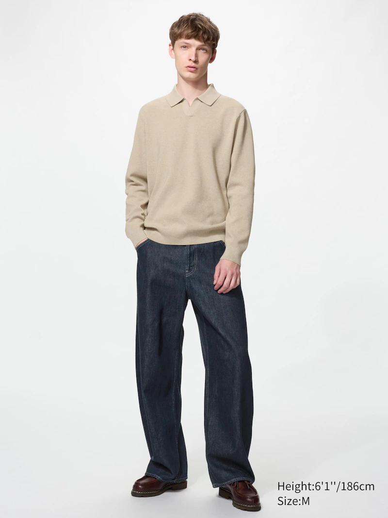 Джемпер с воротником-стойкой и пуговицами washable milano ribbed skipper polo